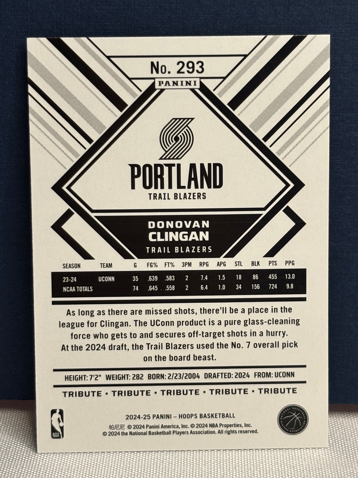 2024-25 Hoops: Donovan Clingan Rookie Card