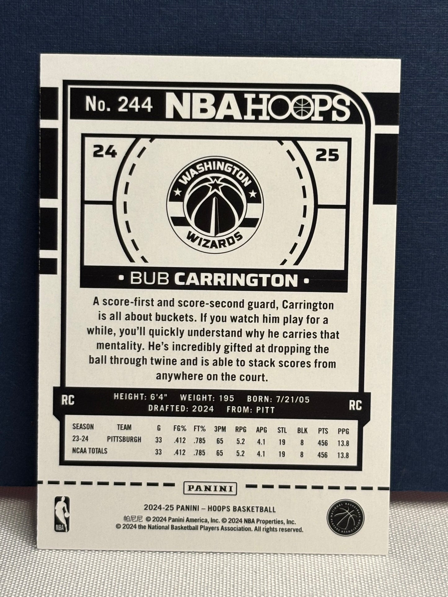 2024-25 Hoops: Bub Carrington Rookie Card