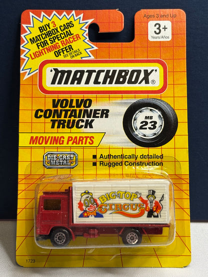 Matchbox MB #23 Volvo Container Truck (big top circus)