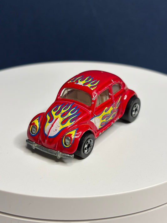 Volkswagen Bug Red with Flames (black wall)
