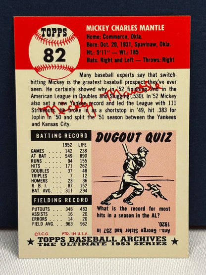 Topps Archives 1953 Mickey Mantle #82