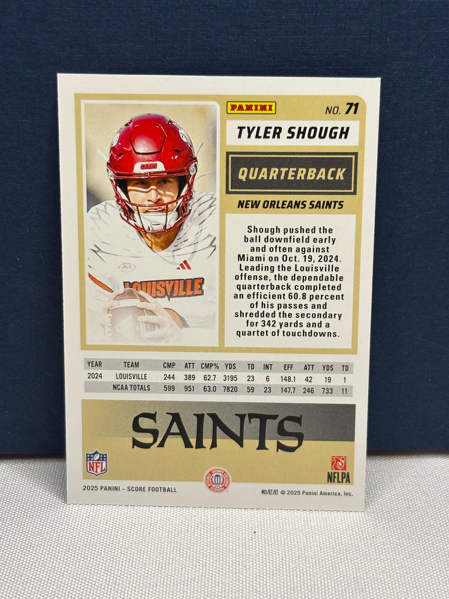 2025 Score Tyler Shough RC #71