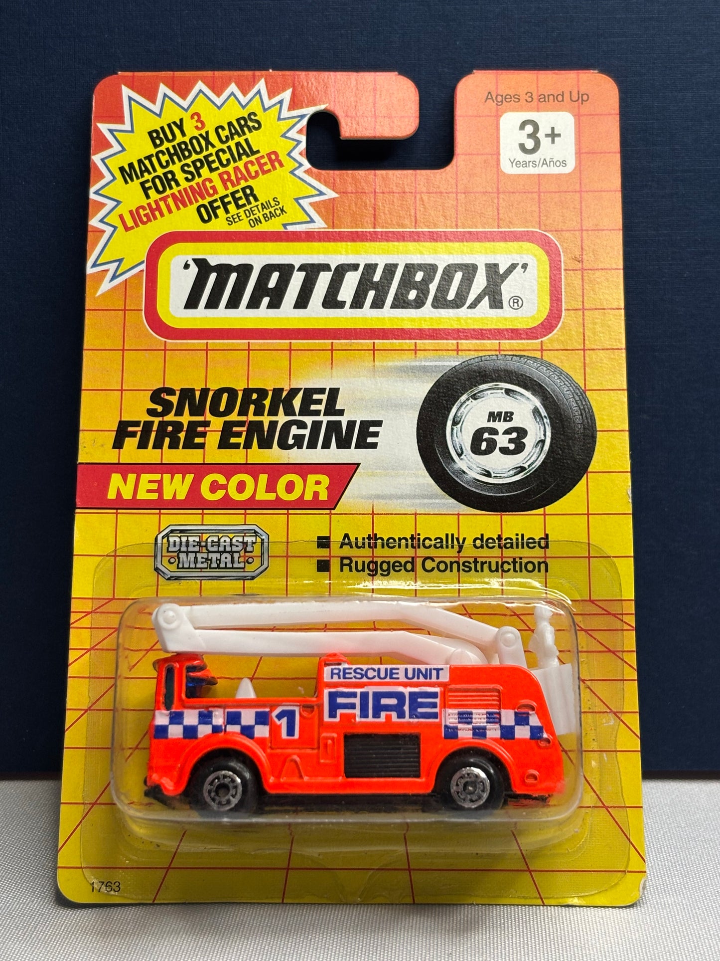 Matchbox MB #63 Snorkel Fire Truck (new color)