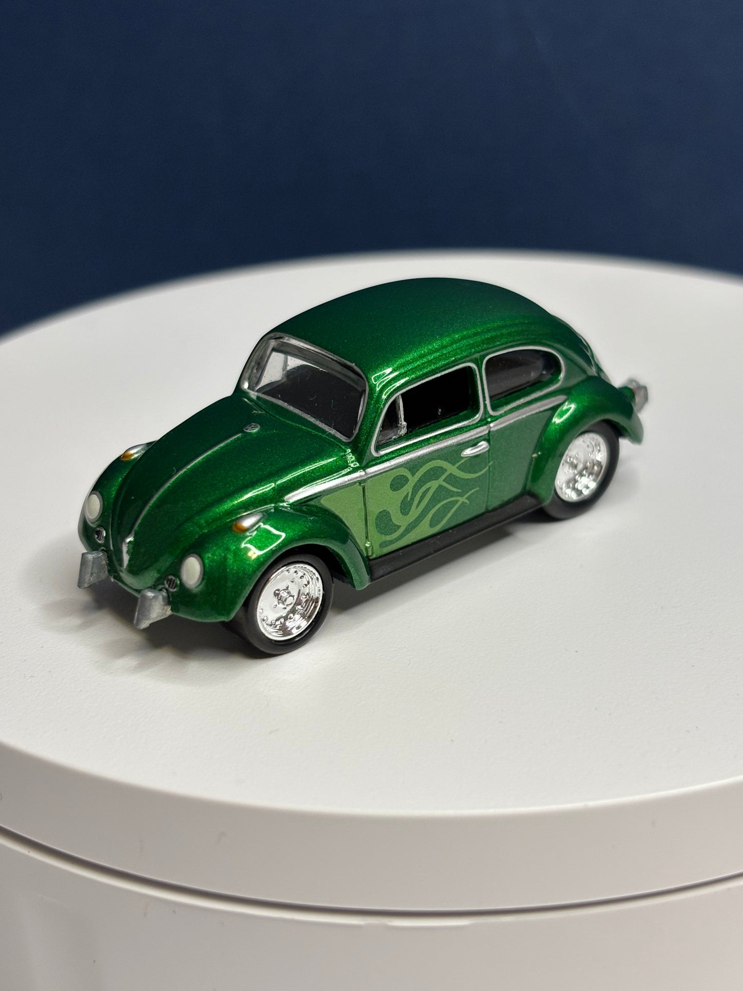 Johnny Lightning green Volkswagen Bug with green flames
