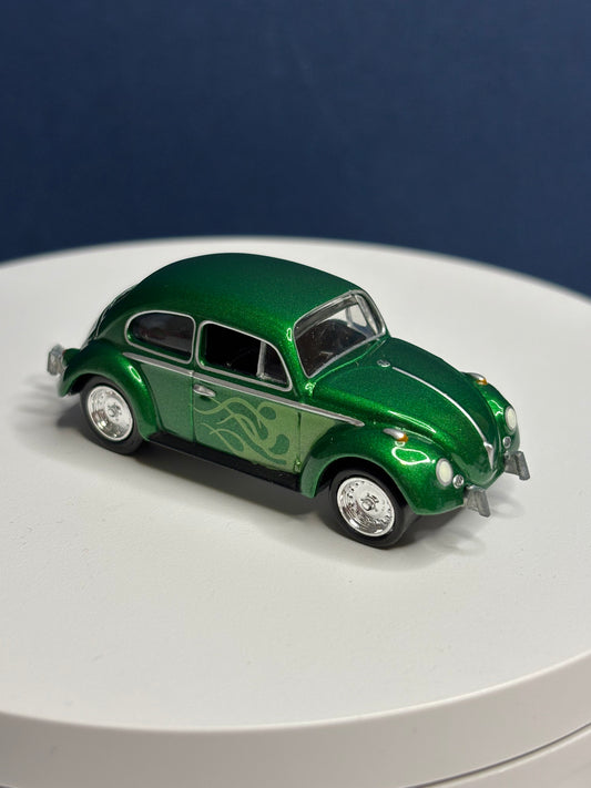 Johnny Lightning green Volkswagen Bug with green flames