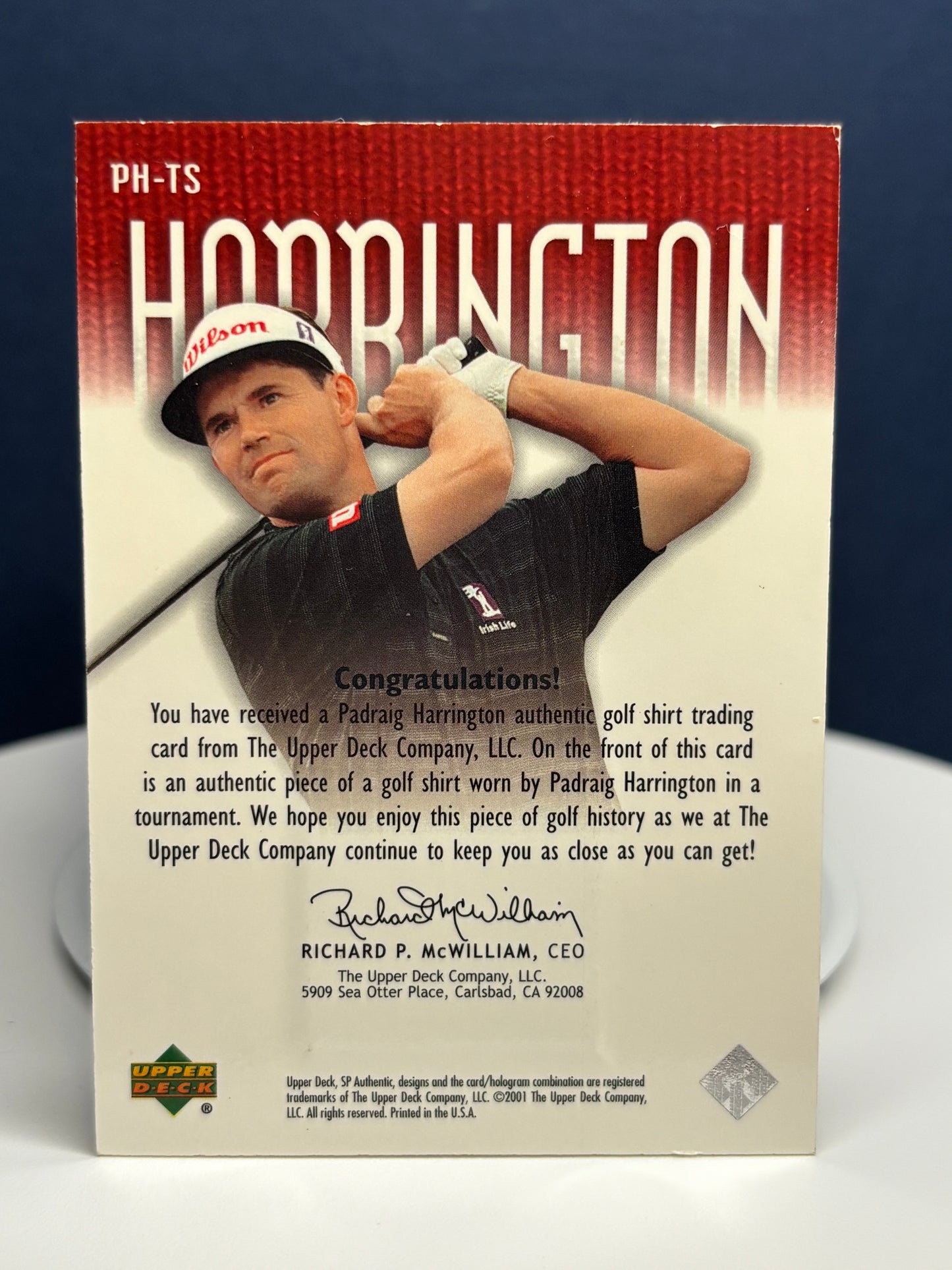 Padraig Harrington 2001 SP Authentic tour swatch 225/250