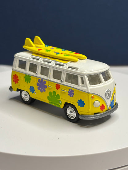 Yellow Flower Power VW Bus