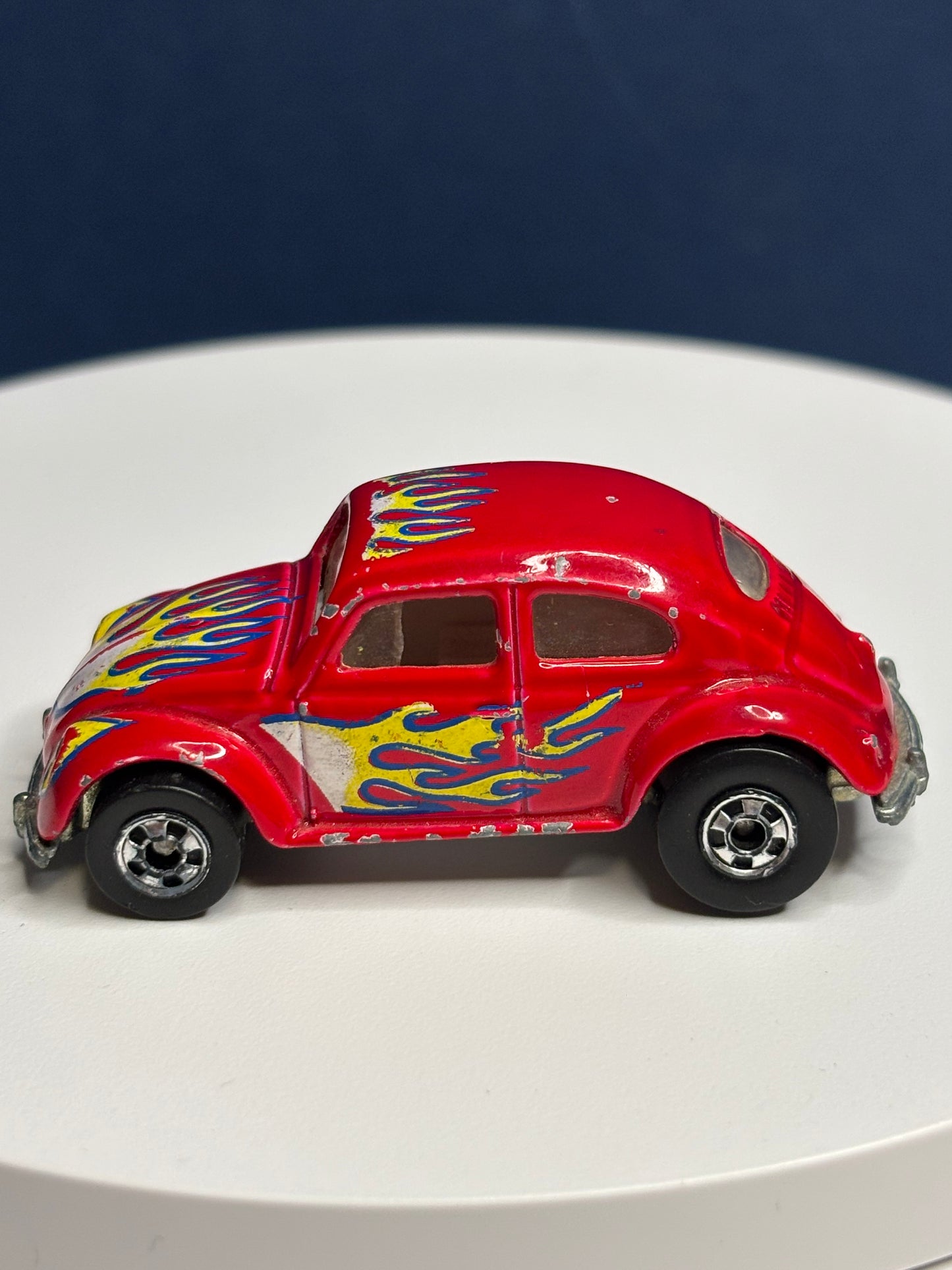 Volkswagen Bug Red with Flames (black wall)