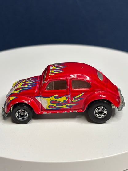 Volkswagen Bug Red with Flames (black wall)