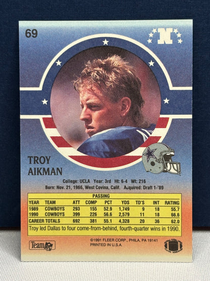 1991 Fleer Stars and Stripes: Troy Aikman #69