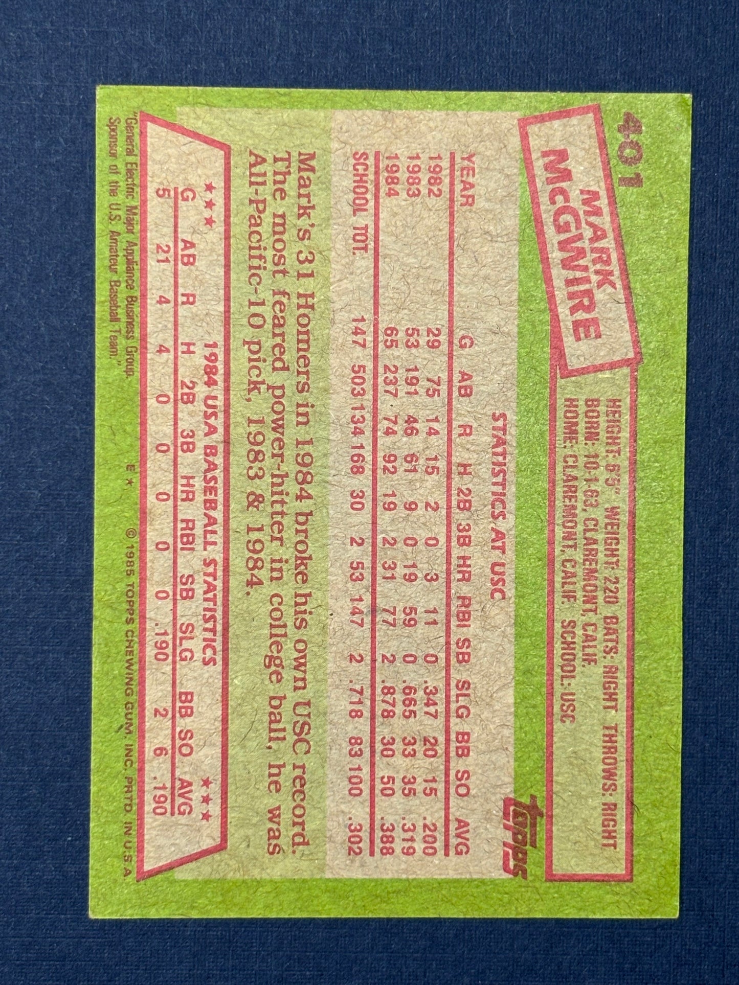 1985 Topps: Mark McGwire - Rookie Card